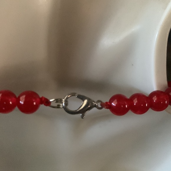 New Pretty artisan handcrafted red jade jadeite gemstone necklace gift earrings - Picture 2 of 8